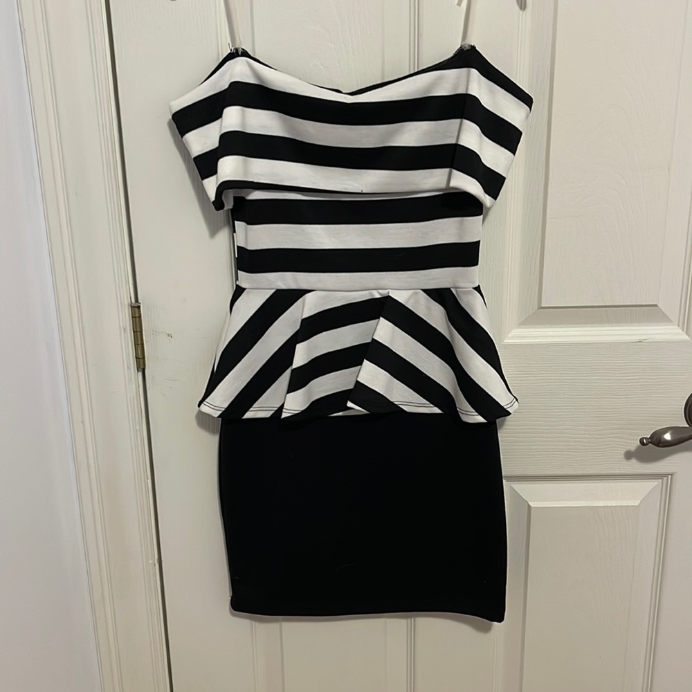 black and white dress